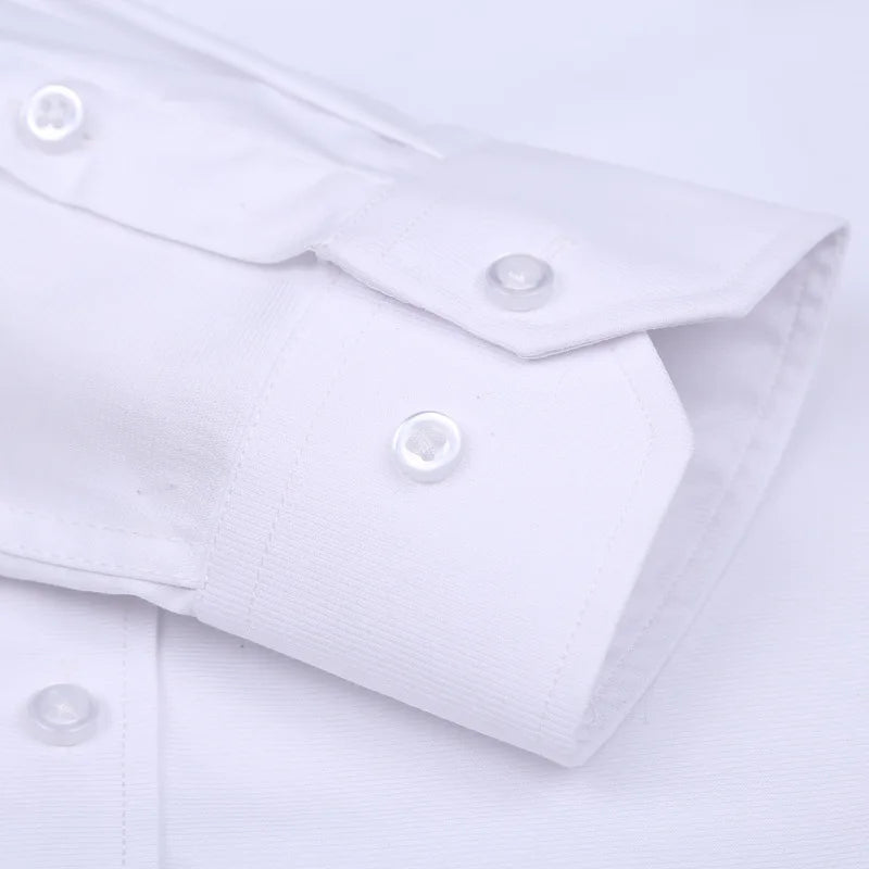 Office Men Shirt 100% Cotton Oversized Button Up Shirt  Anti-wrinkle Longsleeve Shirt for Men White Business Slim Fit Shirt Men