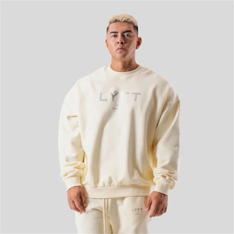 LYFT Classics Small LOGO Autumn Winter New O-neck Fleece Men Sweatshirt Loose Outdoor Sport Cotton Pullovers Multi Color Hoodies