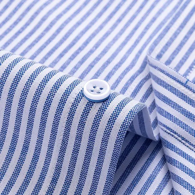 New Fashion Men's Oxford Shirts Long Sleeves Cotton Stripe Thin Soft Regular Fit Formal Shirt Pocket Social Blouse Male Clothing