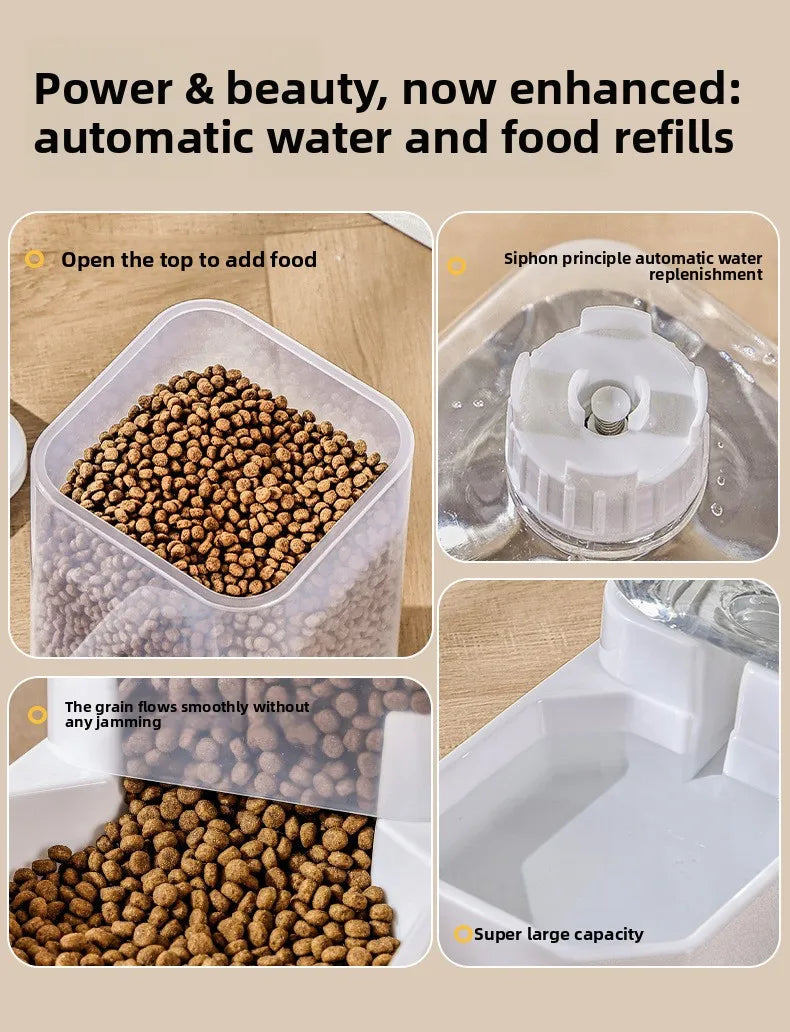 2 in 1 Gravity Pet Feeder Water Dispenser 2.2KG 4L Large Capacity Automatic Refill Bowl For Cats Small Dogs