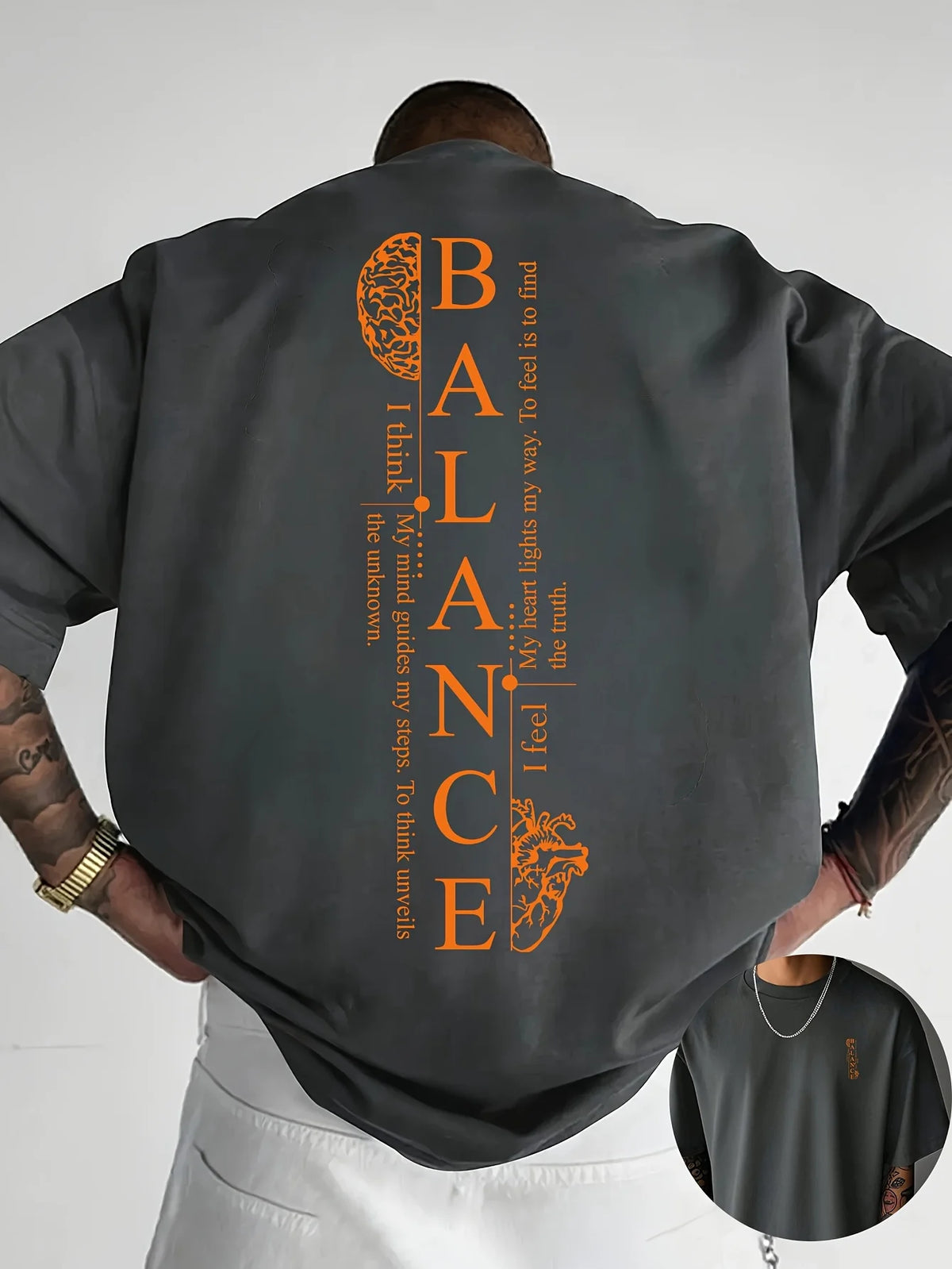 Vertical Red Balance Typography Print on Premium Soft 100% Cotton Mens T shirt Perfect for Summer Streetwear and Casual Vibe
