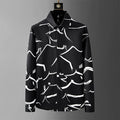 British Style Printed Men's Shirt Long Sleeve Loose Casual Shirts Men Clothing 2025 Summer Business Social Party Tuxedo Blouse