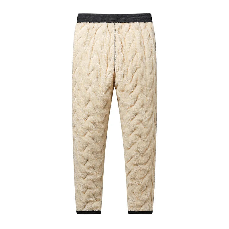Outdoor Men Thick Fleece Baggy Pants Sherpa Lined Waterproof Sweatpants Windproof Casual Pants Lambswool Warm Active Trousers