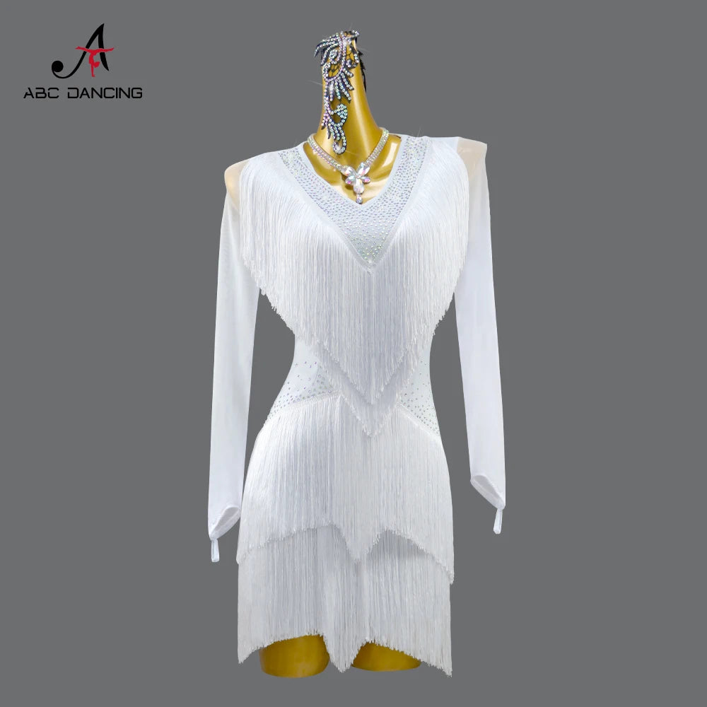 Womens Latin Dance Dress Sexy Party Clothing Practice Suit Sports Prom Evening Outfits Girls Costume Samba Stage Skirt