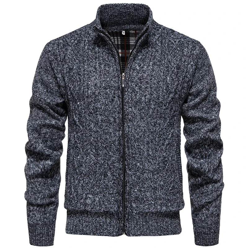 Men Cardigan Sweaters 2024 Autumn Winter New Warm Cashmere Wool Zipper Stand-up Collar Casual Knitwear SweaterCoat Mens Clothes