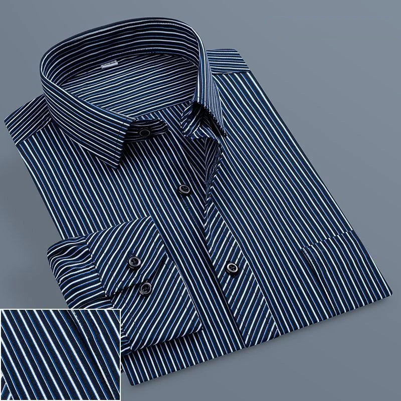 Men's Business Casual Social Shirts Oversized Plus Large Size 9XL Long Sleeve Classic Plaid Striped Brand Dress Shirts GOZBKF