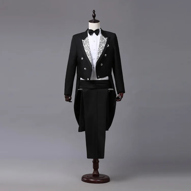 2024  Bent Flower Red/black /white Men's Dress Tuxedo Set Two-pieces,magician's Stage Performance, Conductor's Blazer Jacket