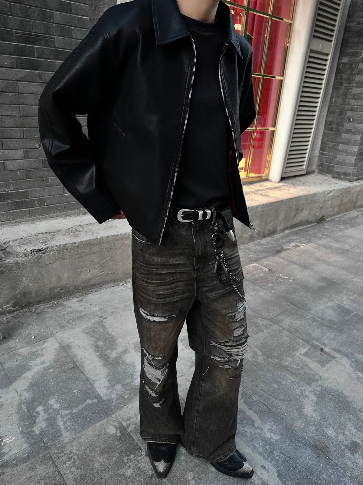2026 New Men's Spring and Autumn PU Leather Jacket Short Cleanfit Loose Casual Motorcycle Top Warm Artificial Leather Coat