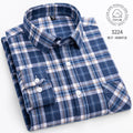 Cotton Plaid Casual Long Sleeve Shirts For Man M-11XL Plus Size Winter Warm Flannel Chic Clothes Business Smart Dress Shirts Top
