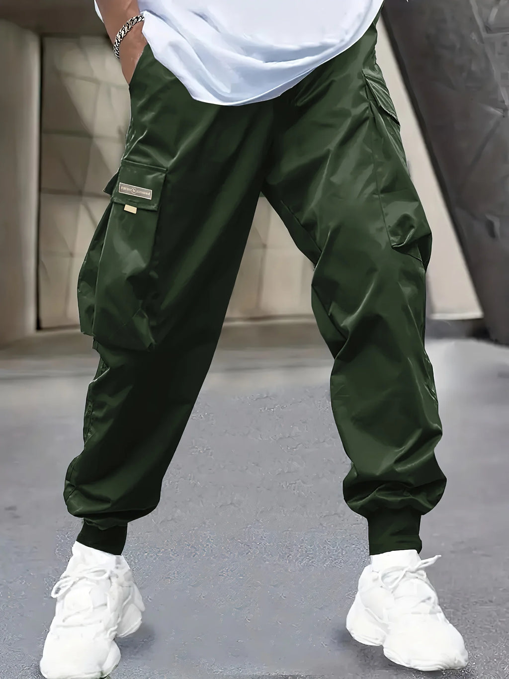 Men's Cargo Pants, Casual, Sporty, Outdoor, Large Pockets, Lightweight, Legging, Cropped Slacks 06B