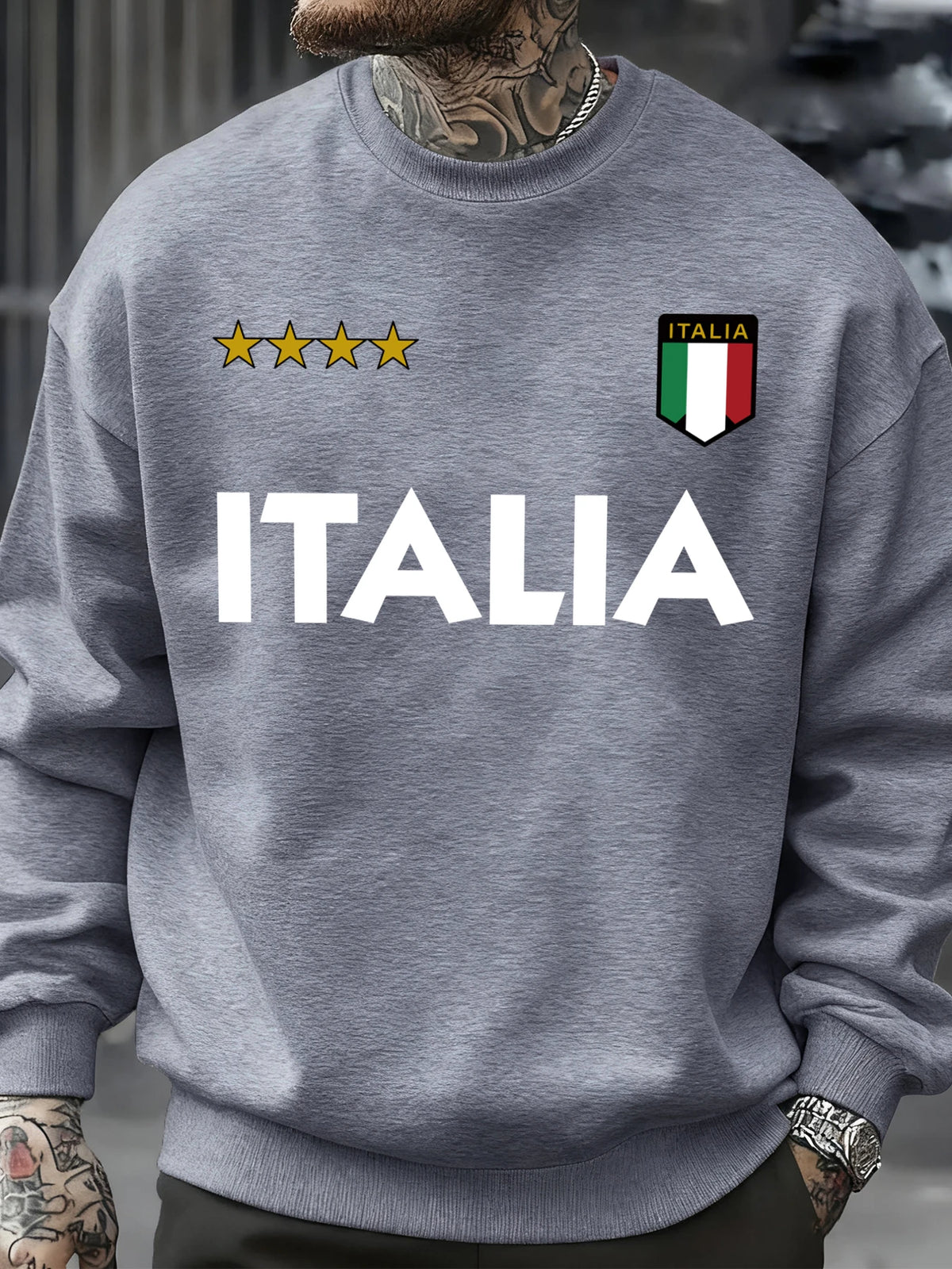 Italia Italian Flag Design Sweatshirt Men Autumn Oversize Sportswear Pullovers Street Fashion Clothing Casual Vintage Tops