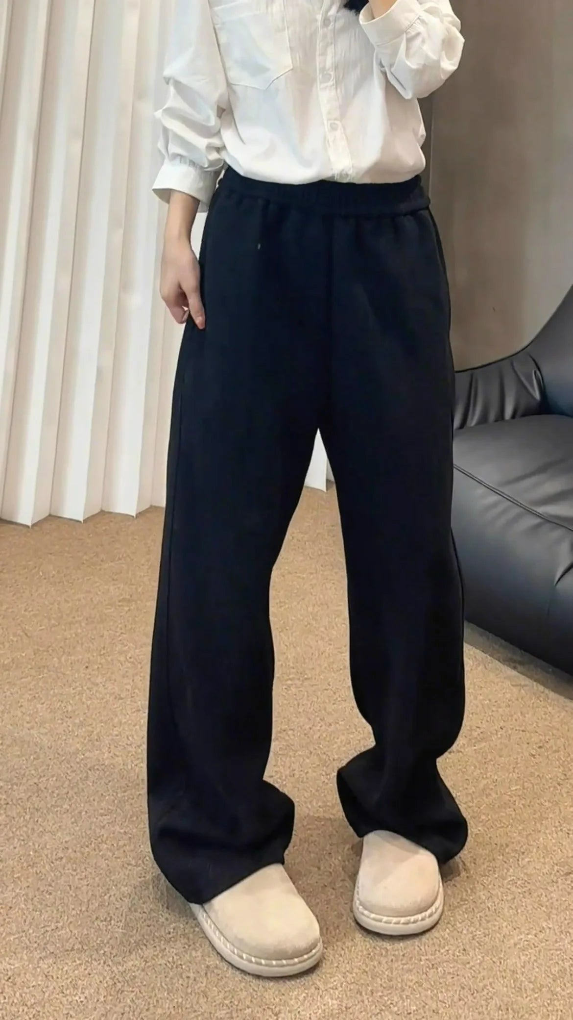 Men's Vintage Fleece-Lined Casual Sweatpants - Loose Straight Fit Heavyweight Thickened Autumn & Winter Japanese Streetwear Bran