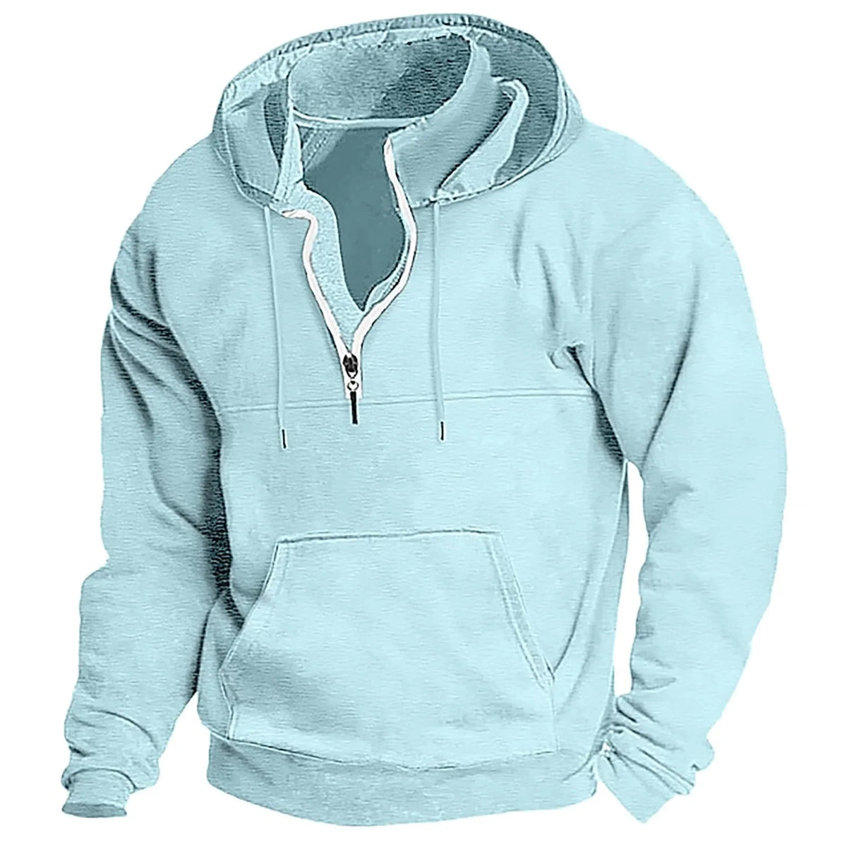 2026 Fashion Autumn/Winter New Hoodie Men's Casual Loose Stand Collar Solid Color Sports Hoodie Men's Half Zipper Street Wear