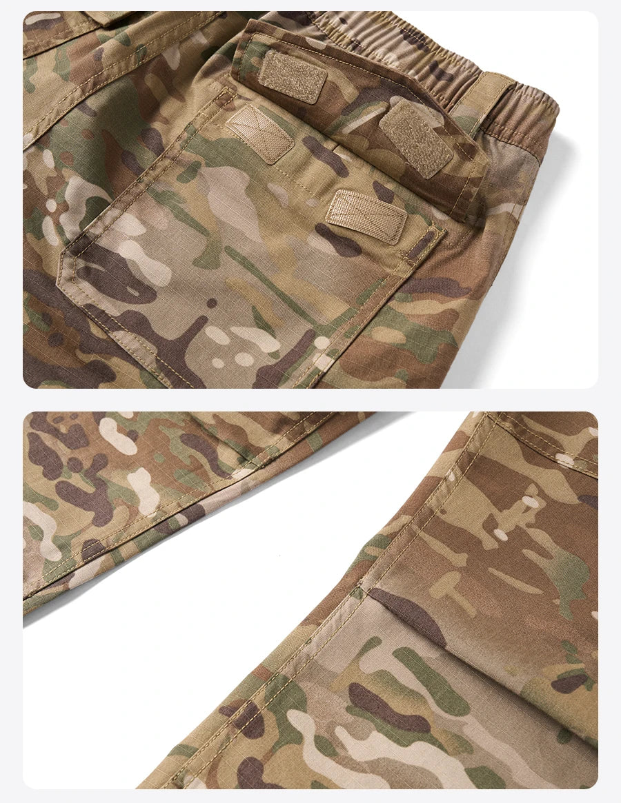SIMWOOD 2025 Summer New Loose Straight Lightweight Camouflage Tactical Pants Men Cargo Outdoor Hiking Trousers