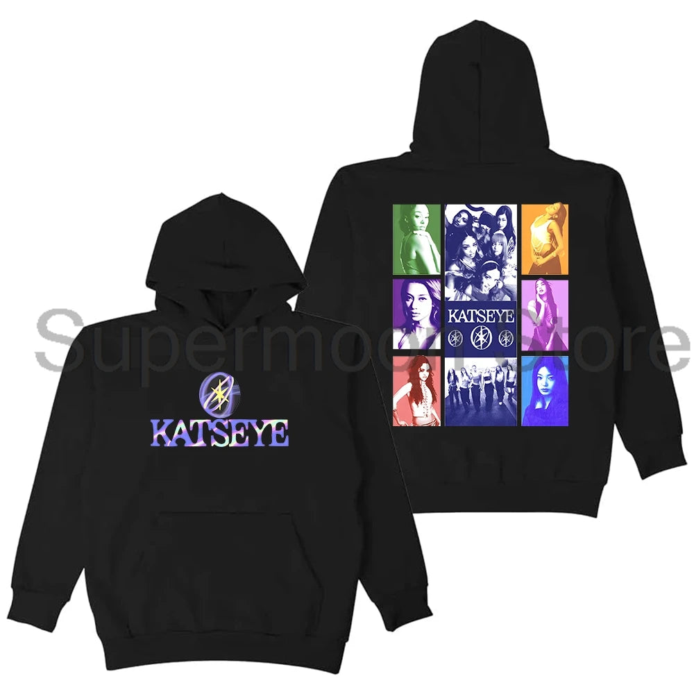 Kpop Katseye Merch Hoodie 2025 Beautiful Chaos Tour Long Sleeve Streetwear Men Women Hooded Sweatshirts
