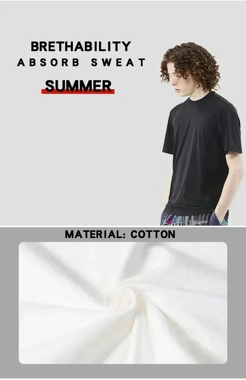 Cotton Short Sleeve T-shirt for Men and Women European and American Style Retro Design Sense Short Sleeve Print All Match Top