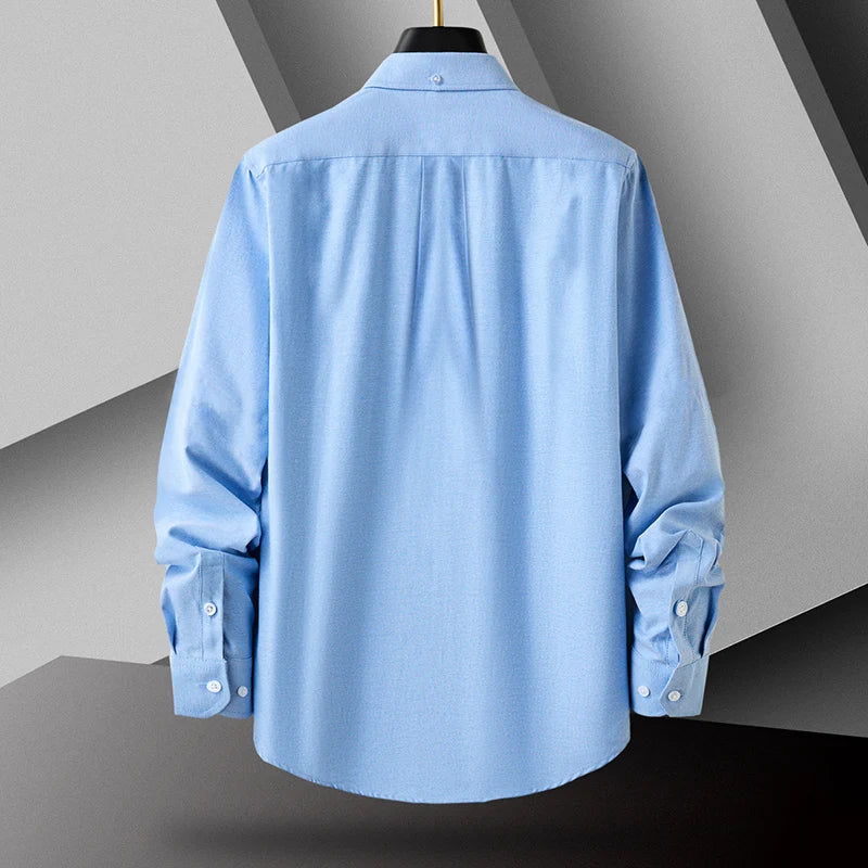 Button Down Collar Men's Long Sleeve Shirt, Single Breasted Shirts, Blue Black Gray Green Yellow Red Top Men Camisa M-5XL 6XL