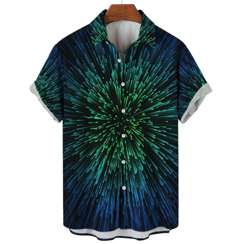 2026 Men's Summer Colorblock Shirts Short Sleeve Shirt Fashion Casual Lapel Cardigan Loose Comfortable Tops for Men Beach Shirts