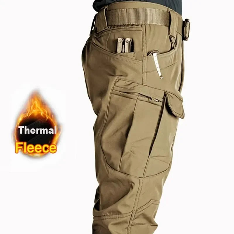 Men's Autumn Winter Softshell Elastic Camping Hiking Trekking Fishing Hunting Pants Outdoor Cycling Tactical Cargo Trousers