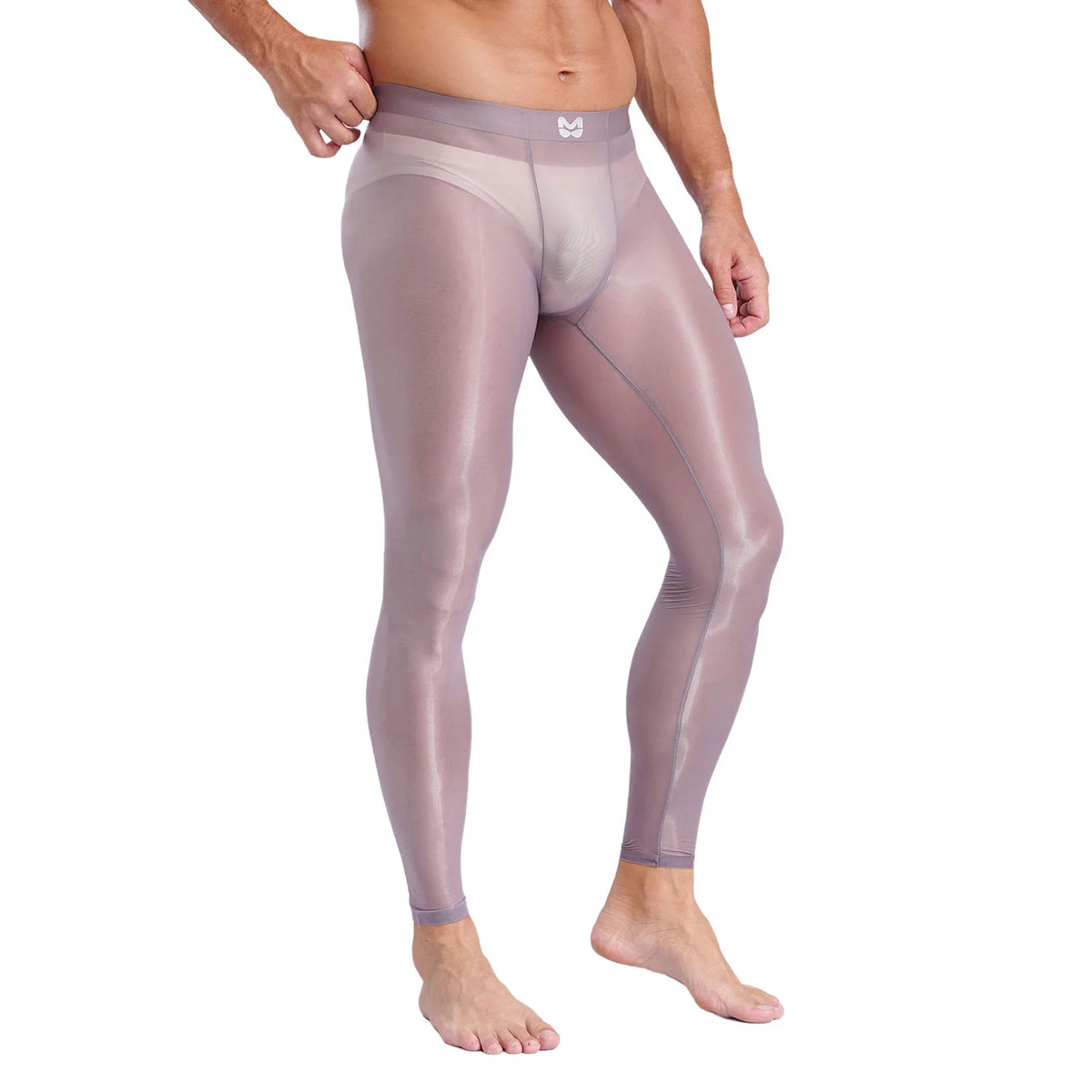 Mens Stretchy Compression Pants Skinny Sweatpants See Through Bulge Pouch Tights Ice Silky Yoga Gym Fitness Leggings Underwear