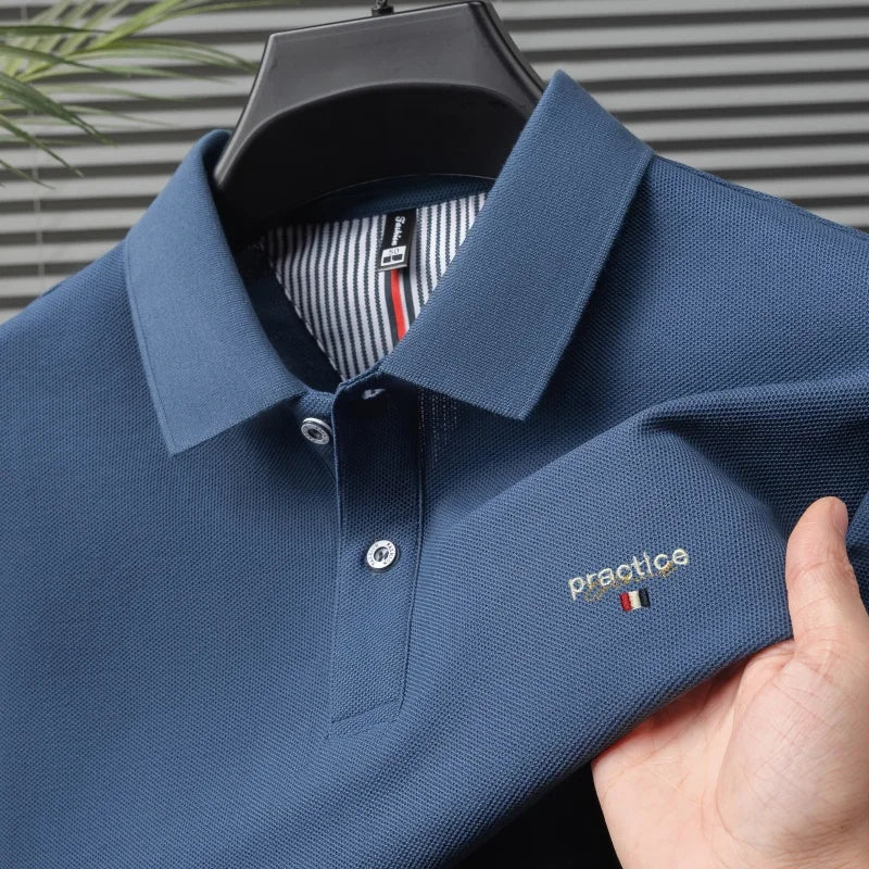 100% Pure Cotton Men's Classic Embroidered Polo Shirt Luxury Breathable Anti-wrinkle Cozy Short Sleeve Business Casual Golf Tee
