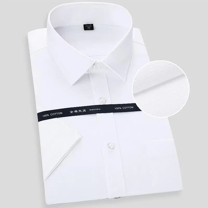 Office Men Shirt 100% Cotton Oversized Button Up Shirt  Anti-wrinkle Longsleeve Shirt for Men White Business Slim Fit Shirt Men
