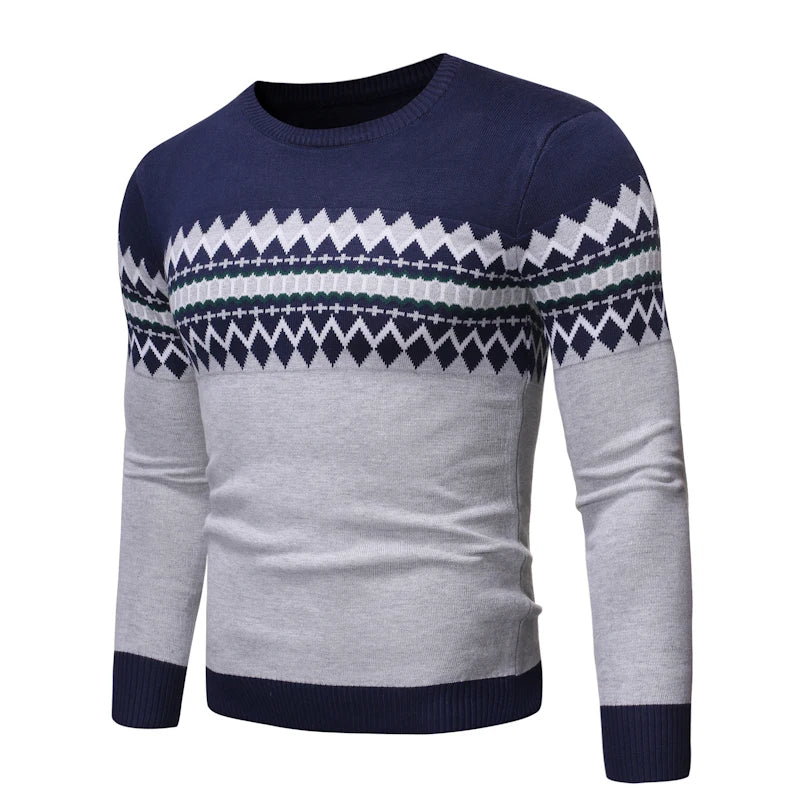 Autumn Winter O-Neck Knit Pullovers Men Fashion Casual Knitted Sweater Slim Fit Knitting Mens Striped Pullover Sweaters Knitwear