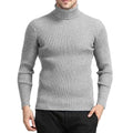 New Men's Turtleneck Sweaters Autumn Knitted Striped Streetwear Warm Long Sleeved Pullover Breathable Solid Color Basic Coat
