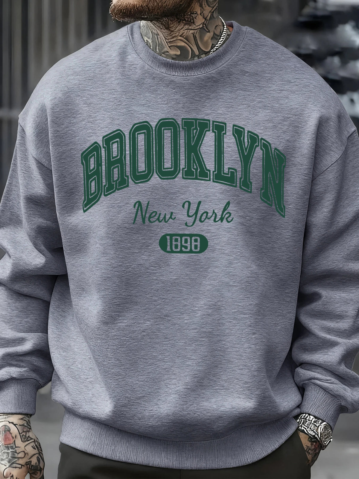 Brooklyn New York 1898 Prints Sweatshirt Autumn Man Clothes Fleece Fashion Pullover Casual Crewneck Sportswear Loose Soft Top