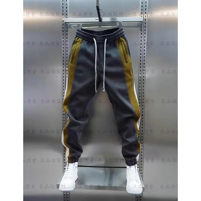 Man Sweatpant Striped Stitching Casual Harem Pants Jogger Trousers Luxury Brand Men's Clothing Elastic Waist Sweatpants Men