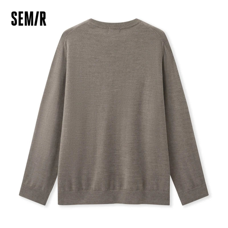 Semir Sweater Men 2024 Winter New Machine-Washable Base Wool Sweater Solid Color Inner Wear Simple Versatile Pullover