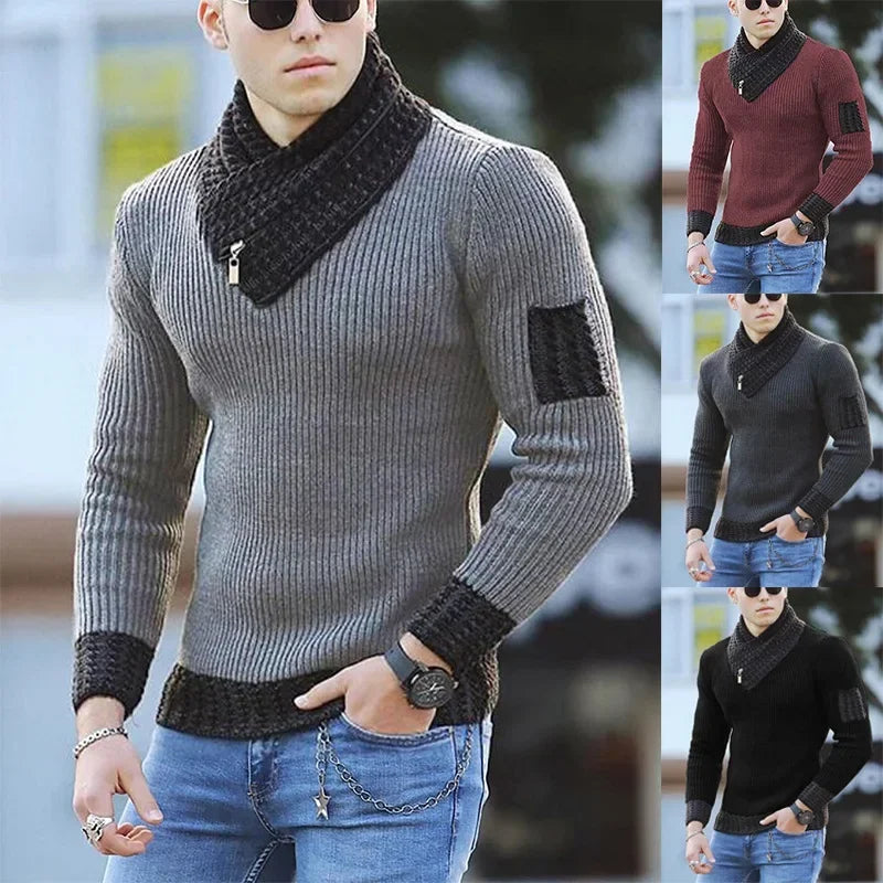 Customizable Turtleneck Winter Fashion Vintage Style Sweater Male Slim Fit Warm Pullovers Knitted Wool Sweaters Thick Top Men