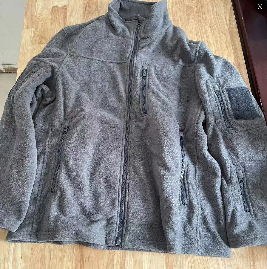 Men's Winter Autumn Polar Fleece Standed Collar Tactical Military Cargo Jackets Trekking Hiking Camping Climbing Sportswear Coat