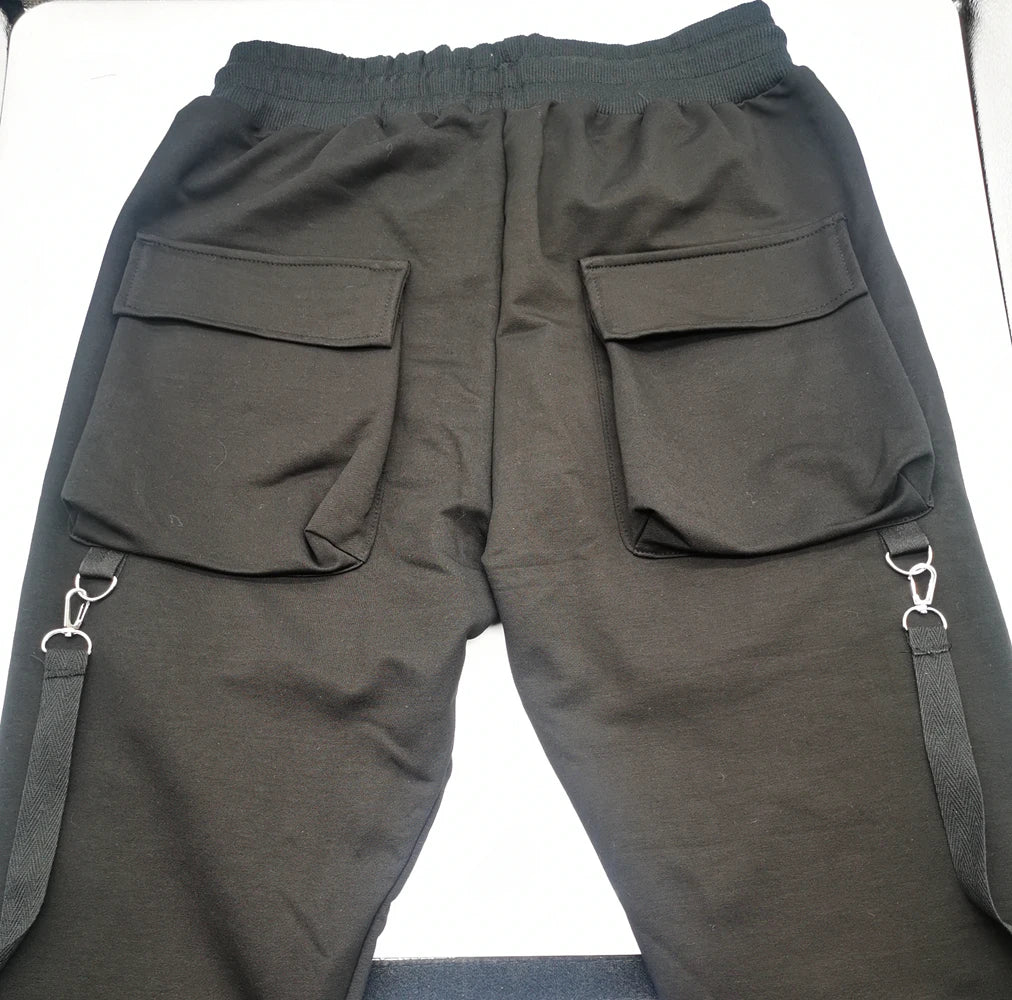 Mens Cotton Sweatpants Hip Hop Joggers Streetwear Casual Slim Sport Trousers Training Workout Fitness Big Pockets Cargo Pants