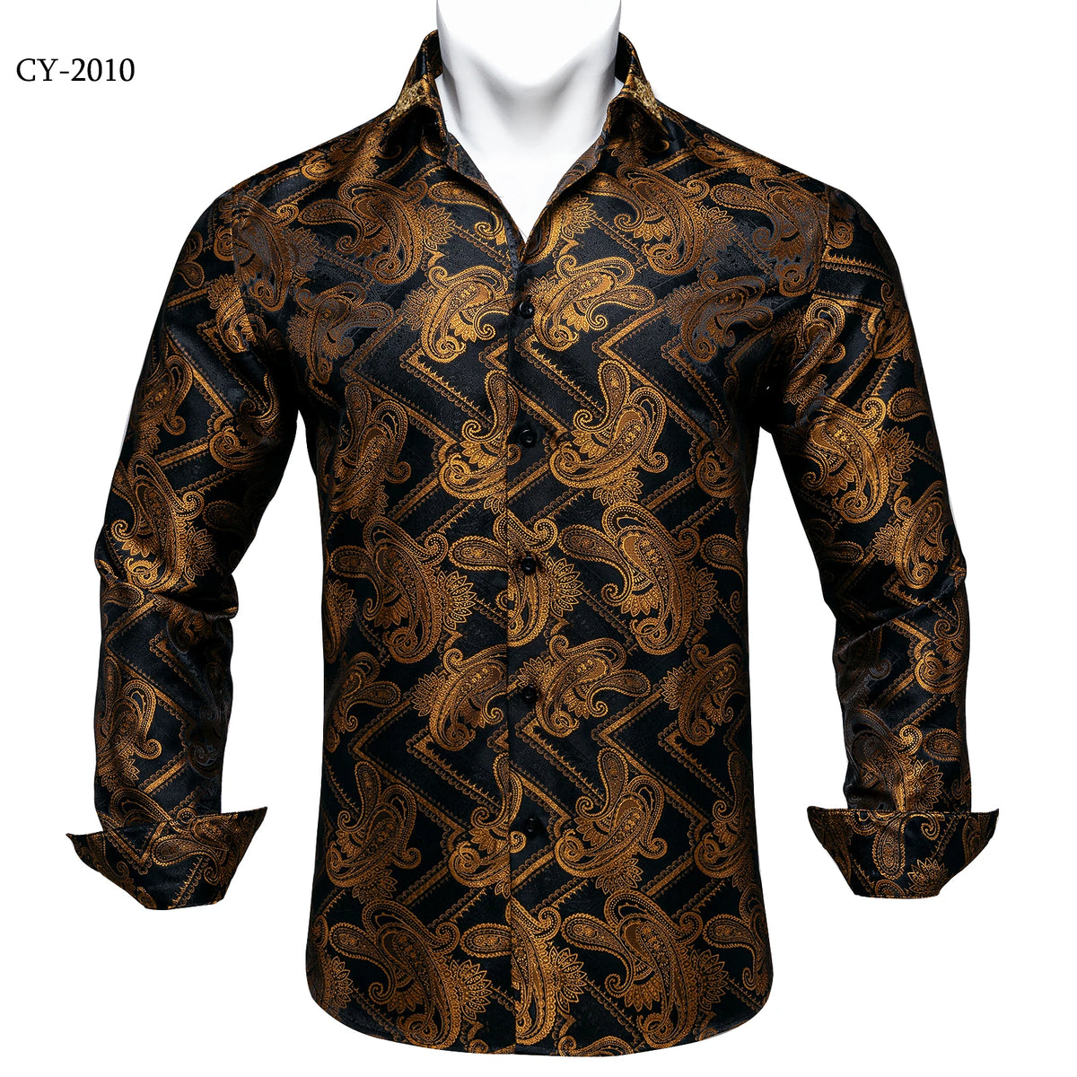 Brand New Men's Royal Blue Business Shirts Luxury Fashion Paisley Long Sleeve Turn-Down Collar Social Shirt Male Casual Blouse