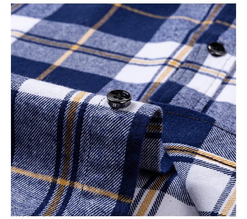 Cotton Plaid Casual Long Sleeve Shirts For Man M-11XL Plus Size Winter Warm Flannel Chic Clothes Business Smart Dress Shirts Top