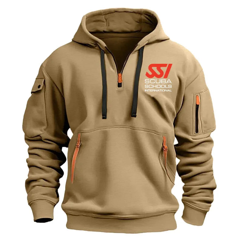 Spring Autumn Men's Scuba Diving Dive SSI Printing Multi Pocket Zipper Hoodie High Street Popular Harajuku Casual Sweatshirt