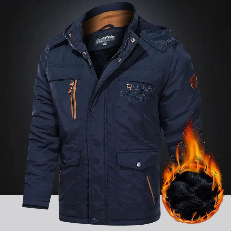 Men's Winter Tactial Jacket Fleece Lined Outdoor Parka Coat Hooded Windbreaker Military Thick Warm Outerwear Multi-pocket Parkas
