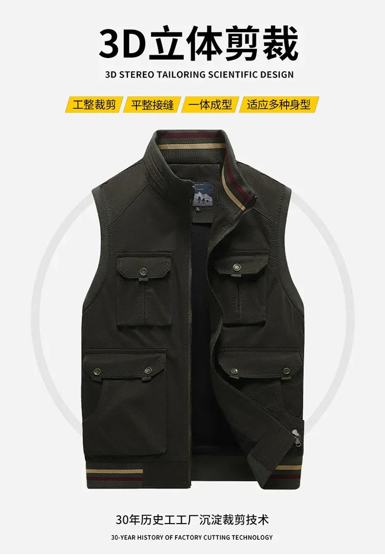 Winter Motorcyclist Mountaineering Men's Sleeveless Casual Coat Male Work Cargo Vest Men Photography Clothing Tactical Jackets