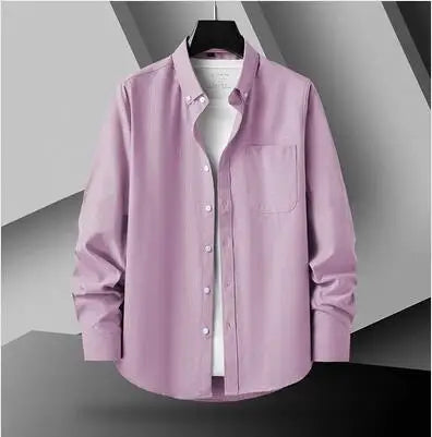 Button Down Collar Men's Long Sleeve Shirt, Single Breasted Shirts, Blue Black Gray Green Yellow Red Top Men Camisa M-5XL 6XL