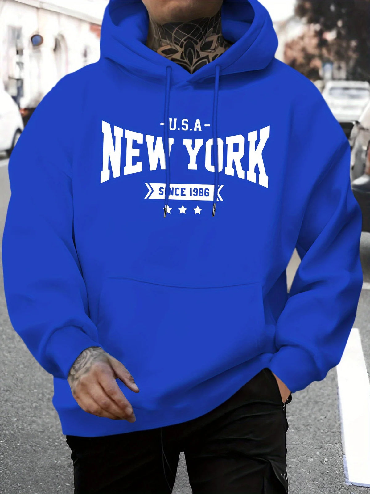 New York Letter Print Street Scool Men Women Hooded Sweatshirt Autumn Winter Daily Outdoor Fitness Casual Loose Warm Sportswear