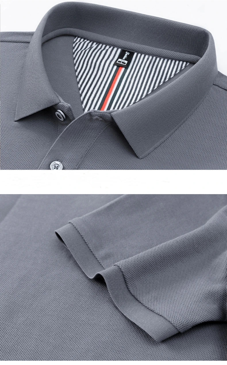 100% Pure Cotton Men's Classic Embroidered Polo Shirt Luxury Breathable Anti-wrinkle Cozy Short Sleeve Business Casual Golf Tee