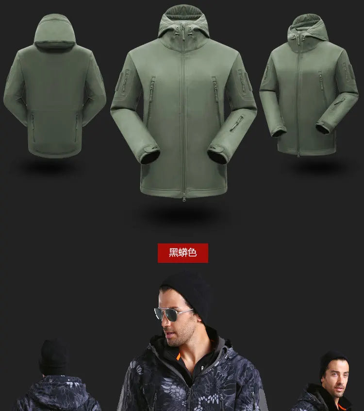 Shark Skin Soft Shell Autumn and Winter Plush Thickened Mountaineering Tactics Training Breathable Windproof Charge Suit