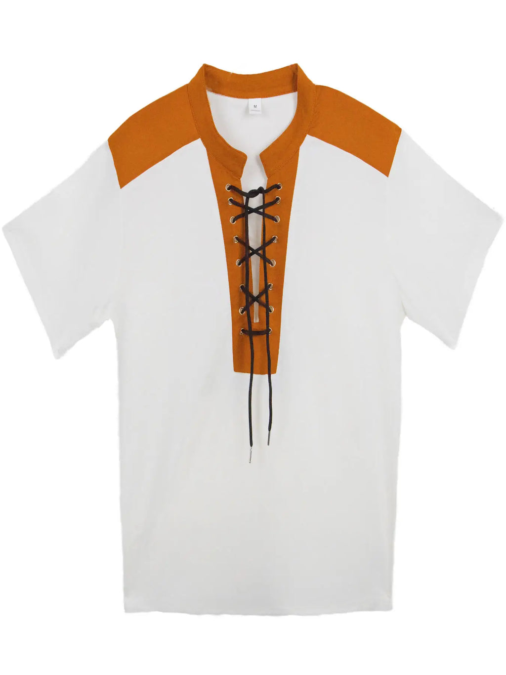 Men's V-neck Casual Beach Short Sleeved Color Matching Men's Top T-shirt Retro Streetwear