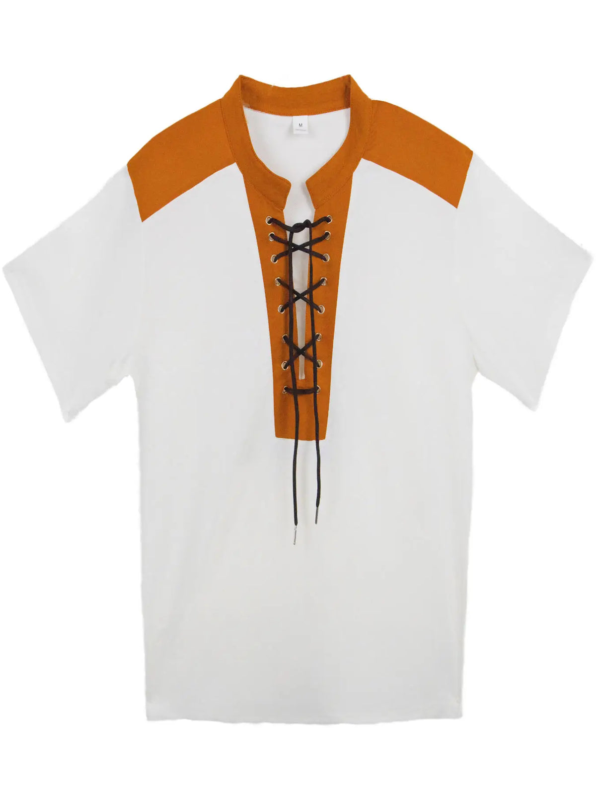 Men's V-neck Casual Beach Short Sleeved Color Matching Men's Top T-shirt Retro Streetwear