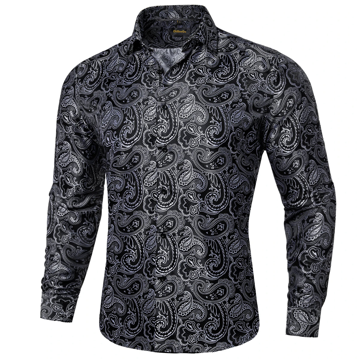 Brand New Men's Royal Blue Business Shirts Luxury Fashion Paisley Long Sleeve Turn-Down Collar Social Shirt Male Casual Blouse