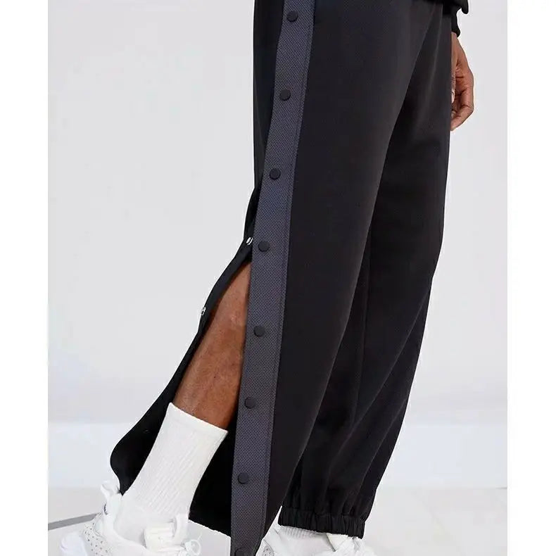 Men's Buttons Pants Running Sports Trousers Male Casual Jogger Basketball Football Sweatpants Outdoor Loose Hiphop Streetwears