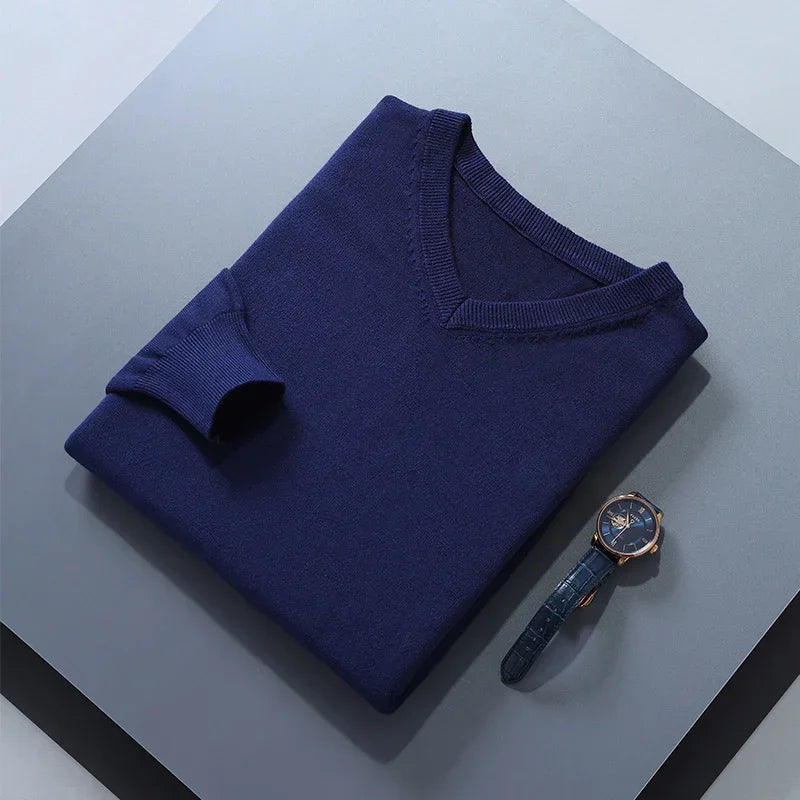 Men Cashmere Sweater Autumn Winter Soft Warm Jersey Jumper  Pull Homme Hiver Pullover V-Neck Knitted Sweaters