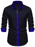 FGKKS Men Shirt Brand New High Street Patchwork Tuxedo Long Sleeve Four Season Elastic Man Business Dress Shirts Male