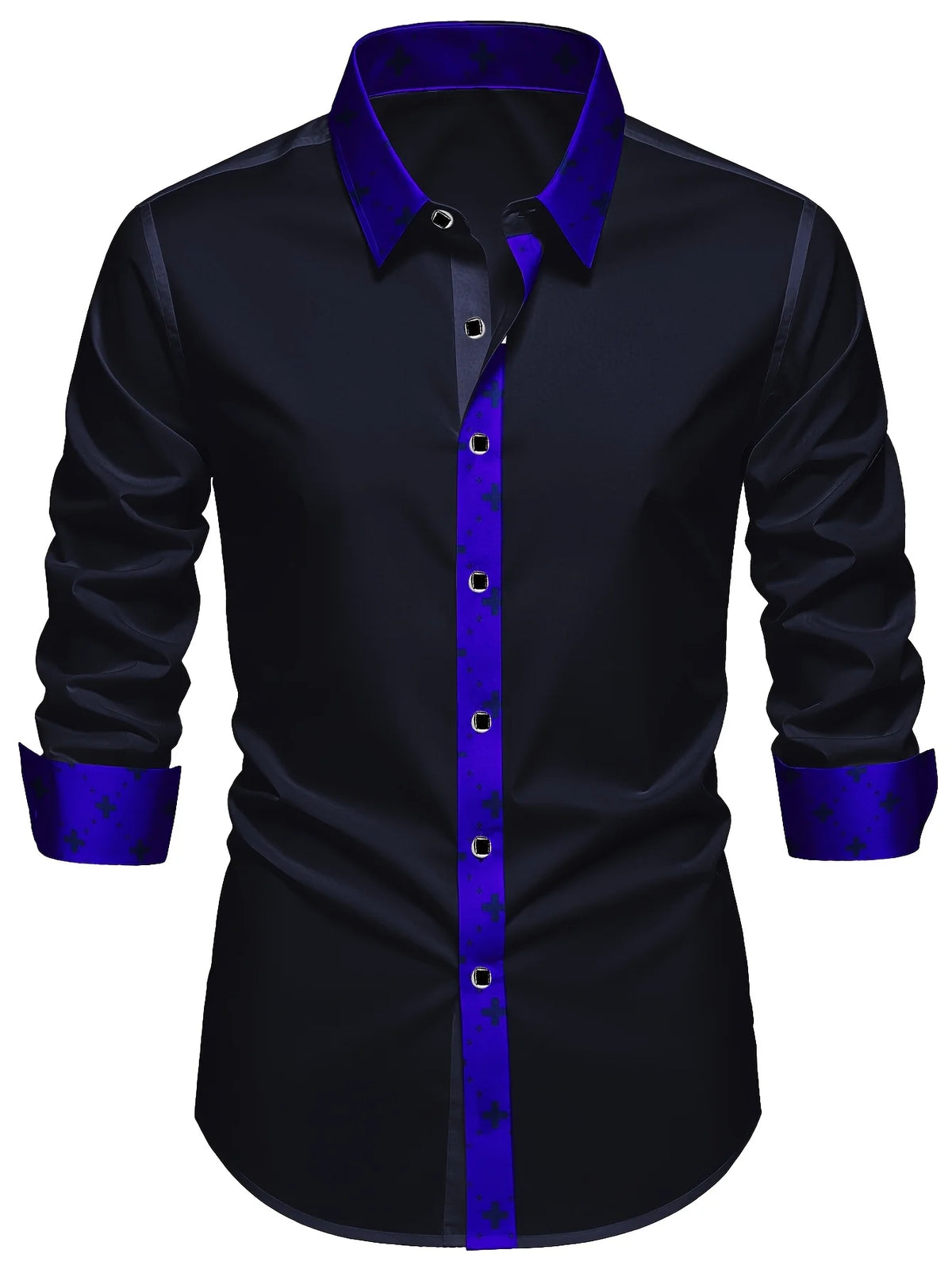 FGKKS Men Shirt Brand New High Street Patchwork Tuxedo Long Sleeve Four Season Elastic Man Business Dress Shirts Male